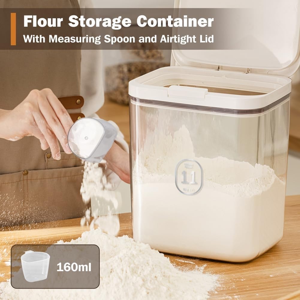 10kg Rice Storage Container Airtight 11L Cereal Flour Box Cup
