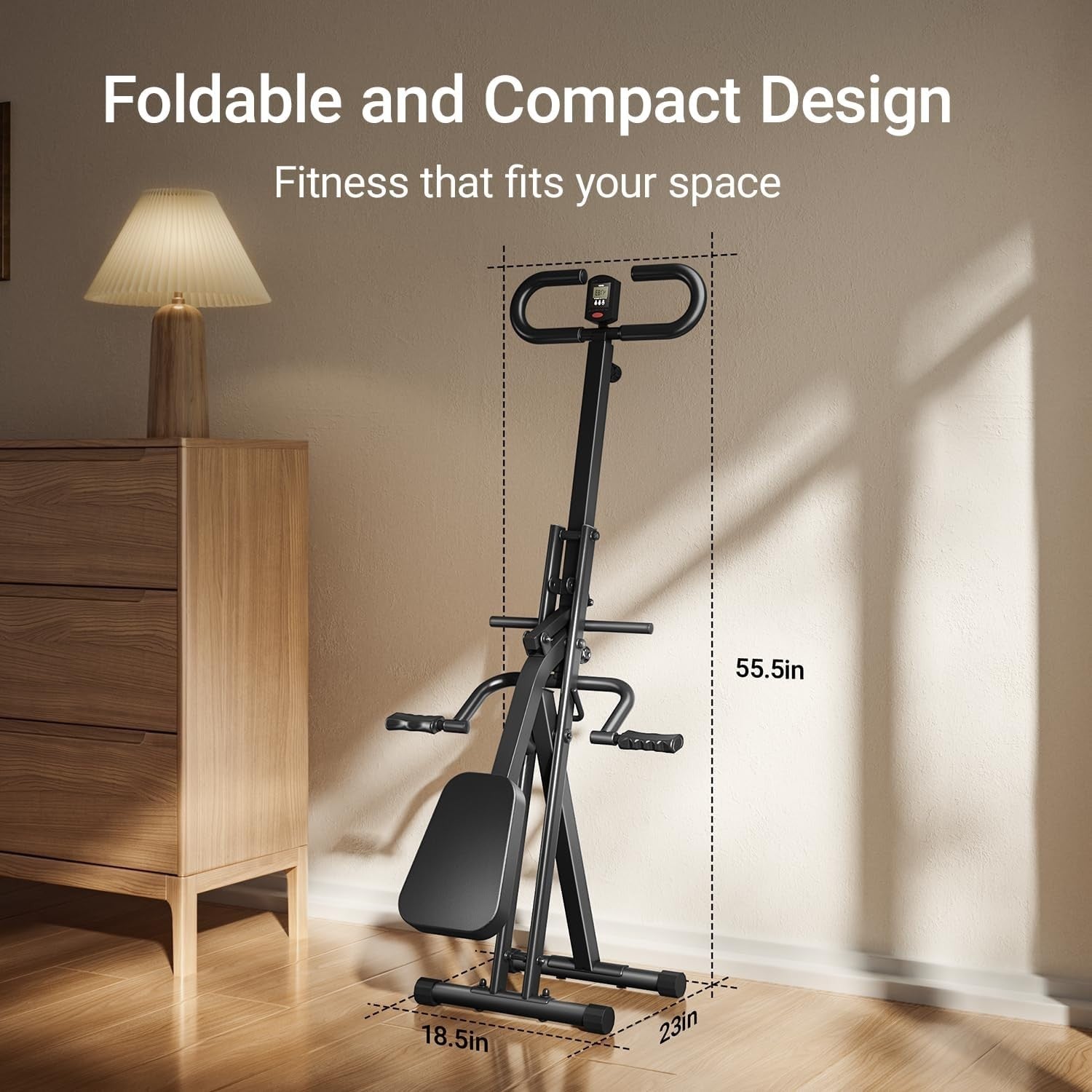 Foldable Squat Row Machine Adjustable Seat Resistance Bands Home Fitness Trainer
