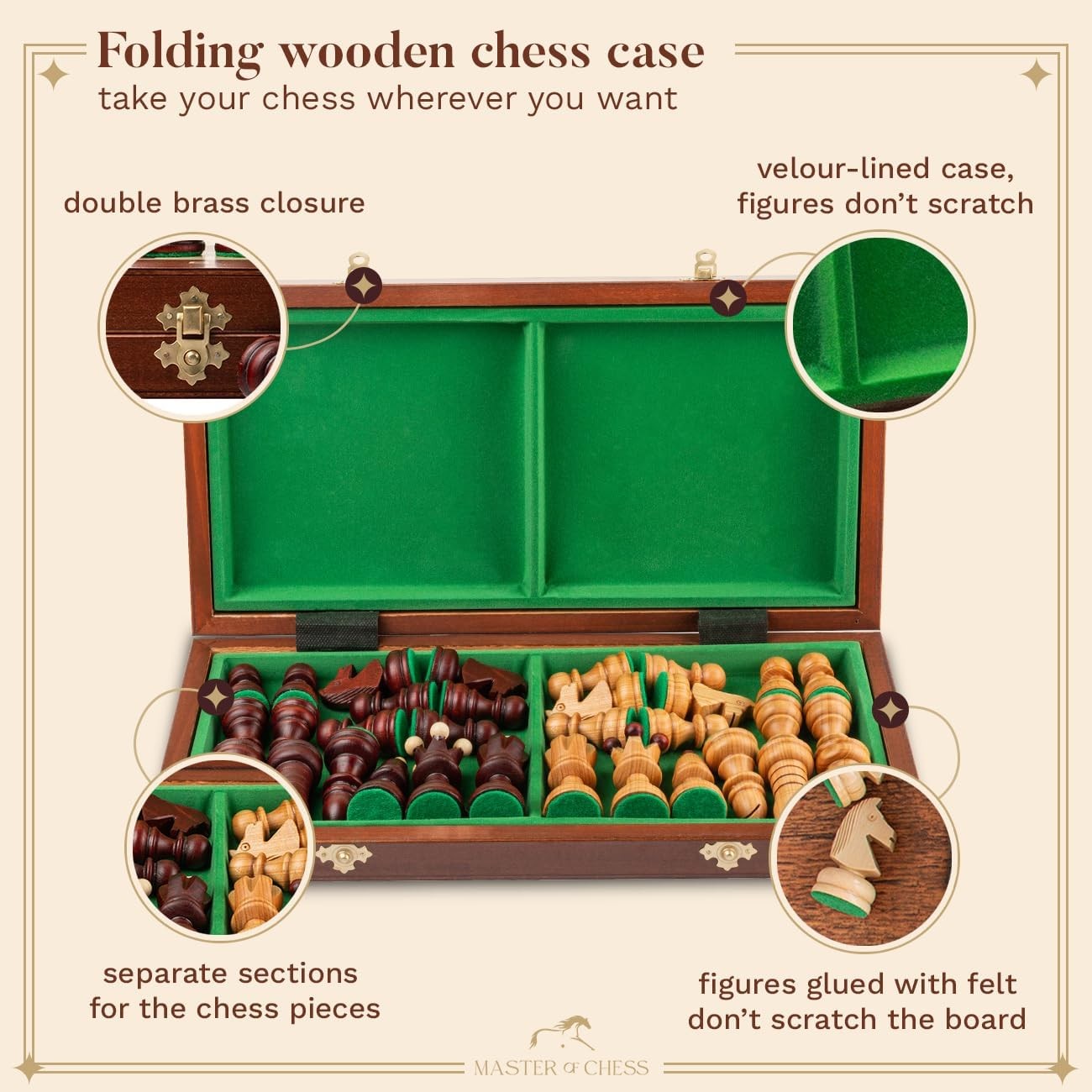 Luxury 42cm Wooden Chess Set XL | Handcrafted Board & Carved Pieces | Premium Gi