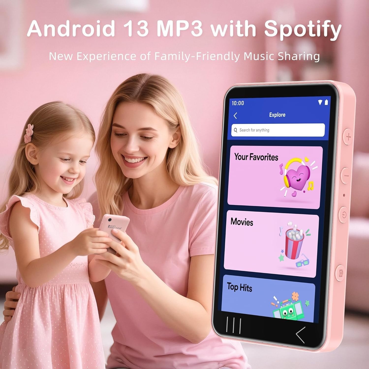 Android 13 MP3 Player 4” Touchscreen WiFi Bluetooth Music Video Camera
