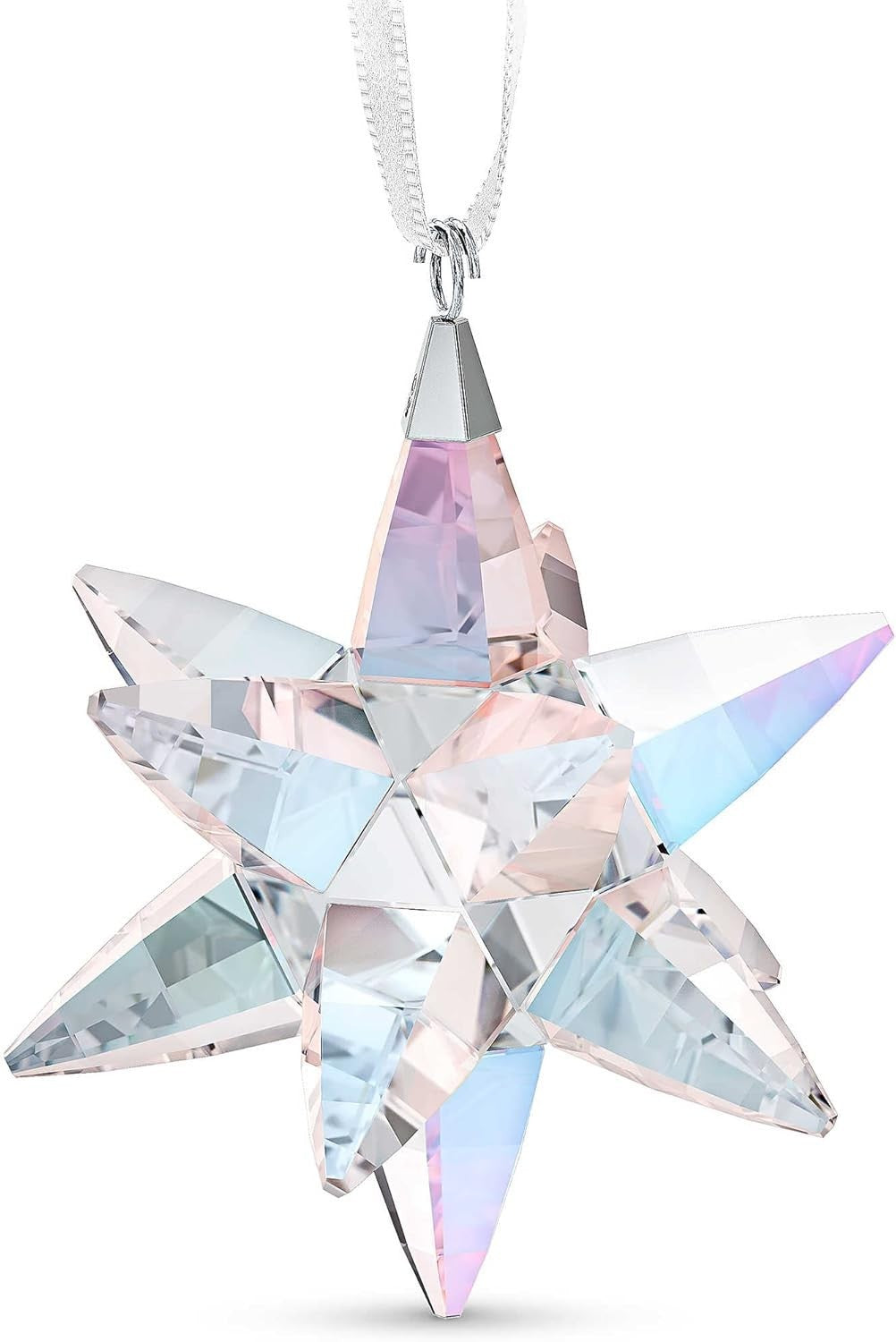 Shimmer Crystal Star Ornament Medium Clear Faceted Hanging Decoration Gift