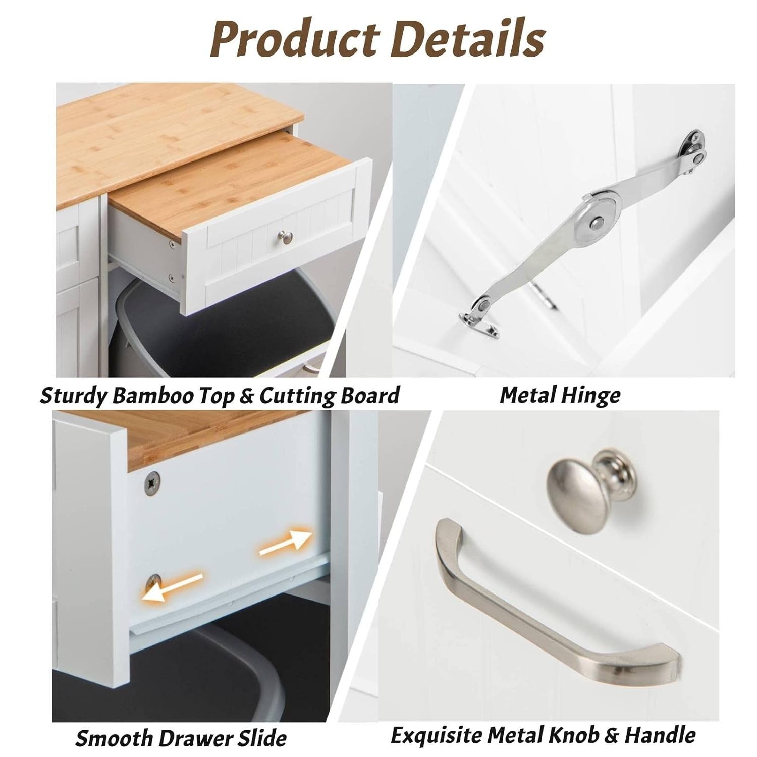 Tilt Out Kitchen Bin Cabinet Wooden Trash Hamper with Bamboo Top