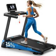 Foldable Home Treadmill Auto-Incline 15% 12KM/H Heart Rate LED