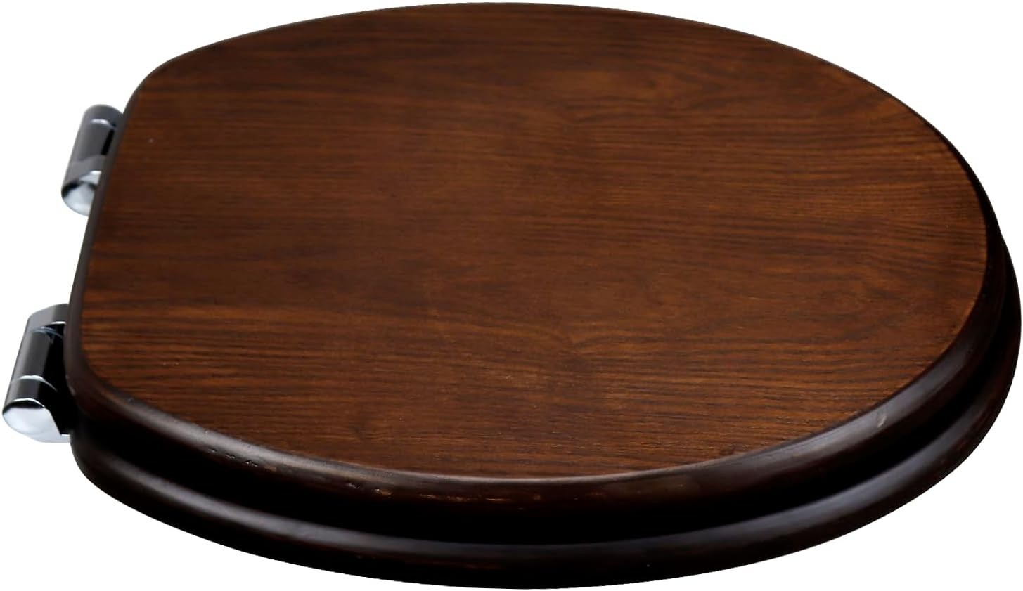 Plywood Wooden Toilet Seat Soft Close Solid Wood Oval Easy Clean Metal Hinges