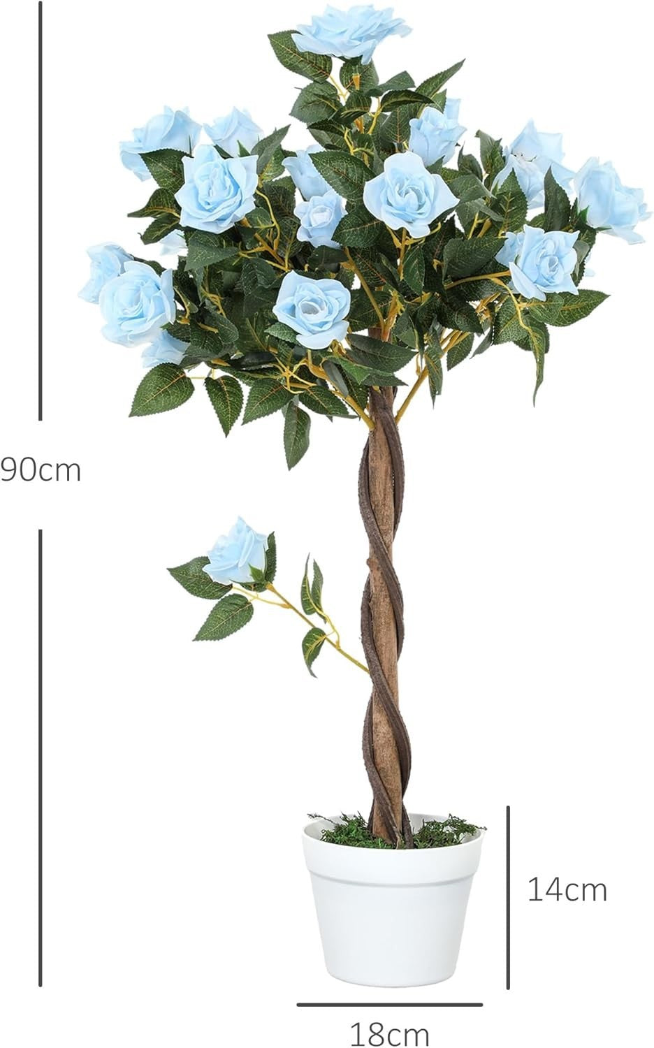 Set of 2 Artificial Rose Trees 90cm Light Blue Faux Flower Plants Home Decor