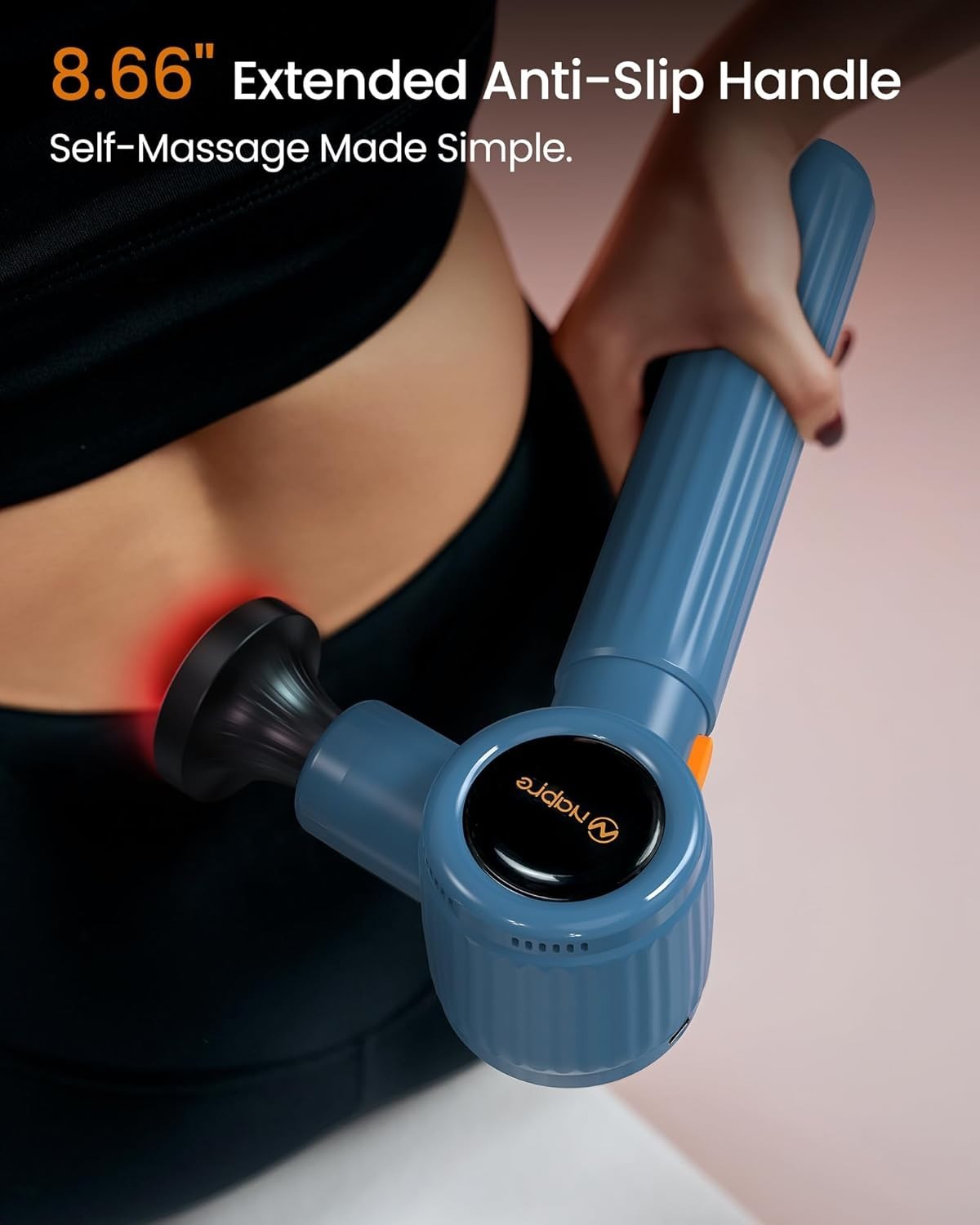 Heated Massage Gun Deep Tissue Percussion Long Handle Red Light Therapy