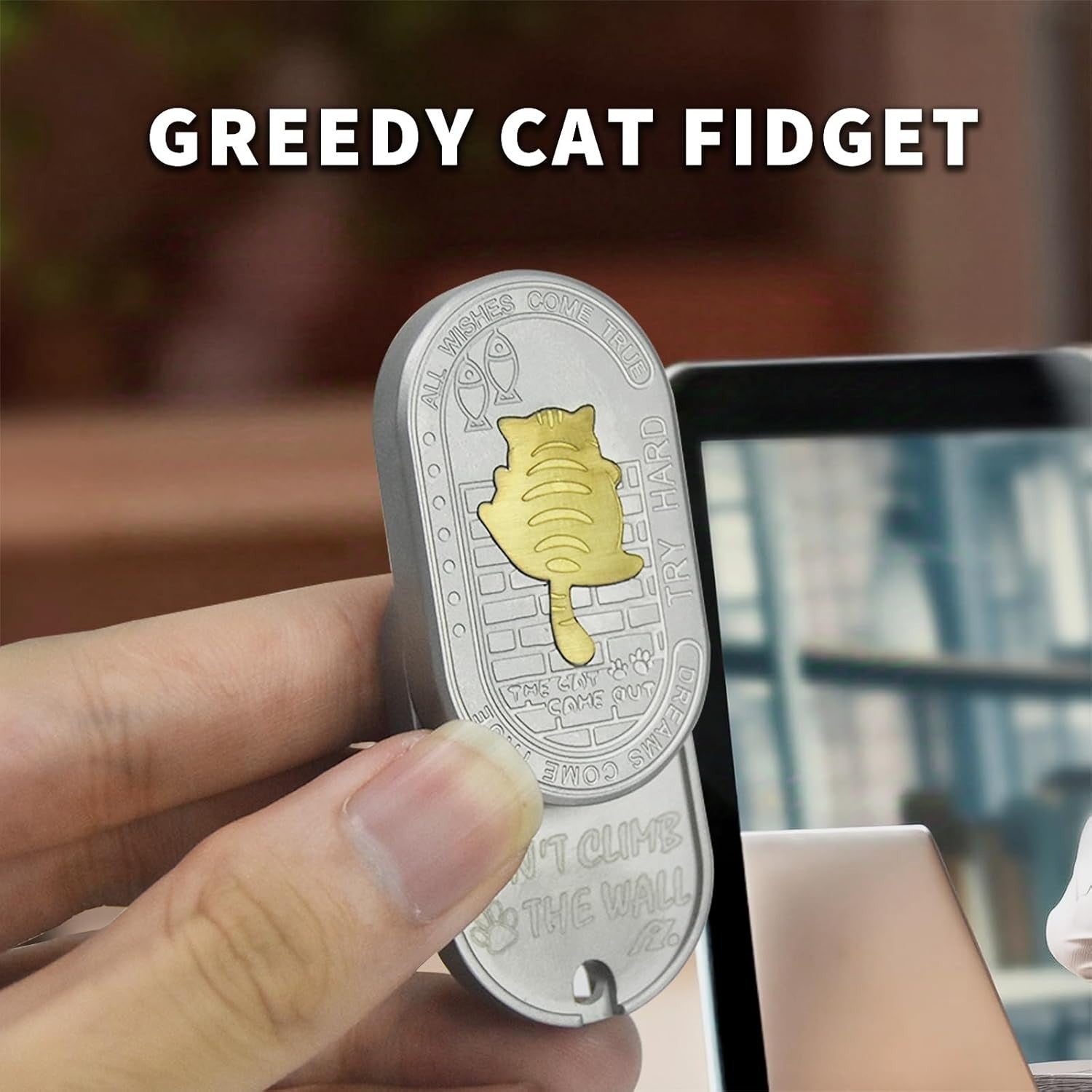 Cat Metal Fidget Slider Quiet Click Stress Relief ADHD EDC Desk Toy