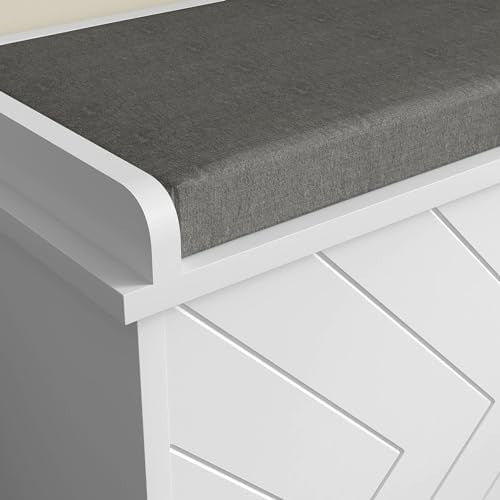 Entryway Shoe Bench with Cushion & Adjustable Shelf for Hallway Storage