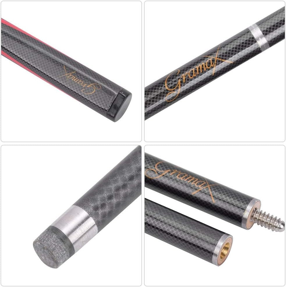57" Carbon Snooker Pool Cue 9mm Tip Black Warp Resistant