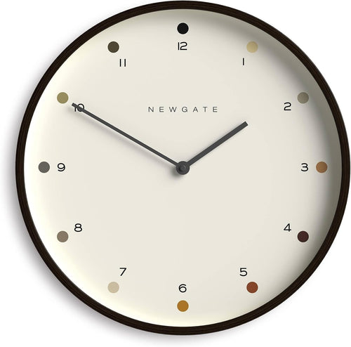 40cm Silent Wall Clock Modern Scandi Design Dark Wood Minimalist Dial
