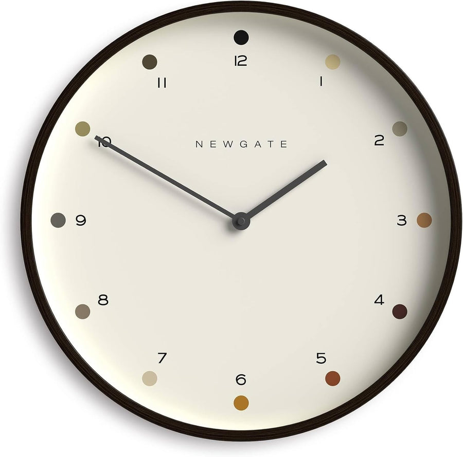 40cm Silent Wall Clock Modern Scandi Design Dark Wood Minimalist Dial