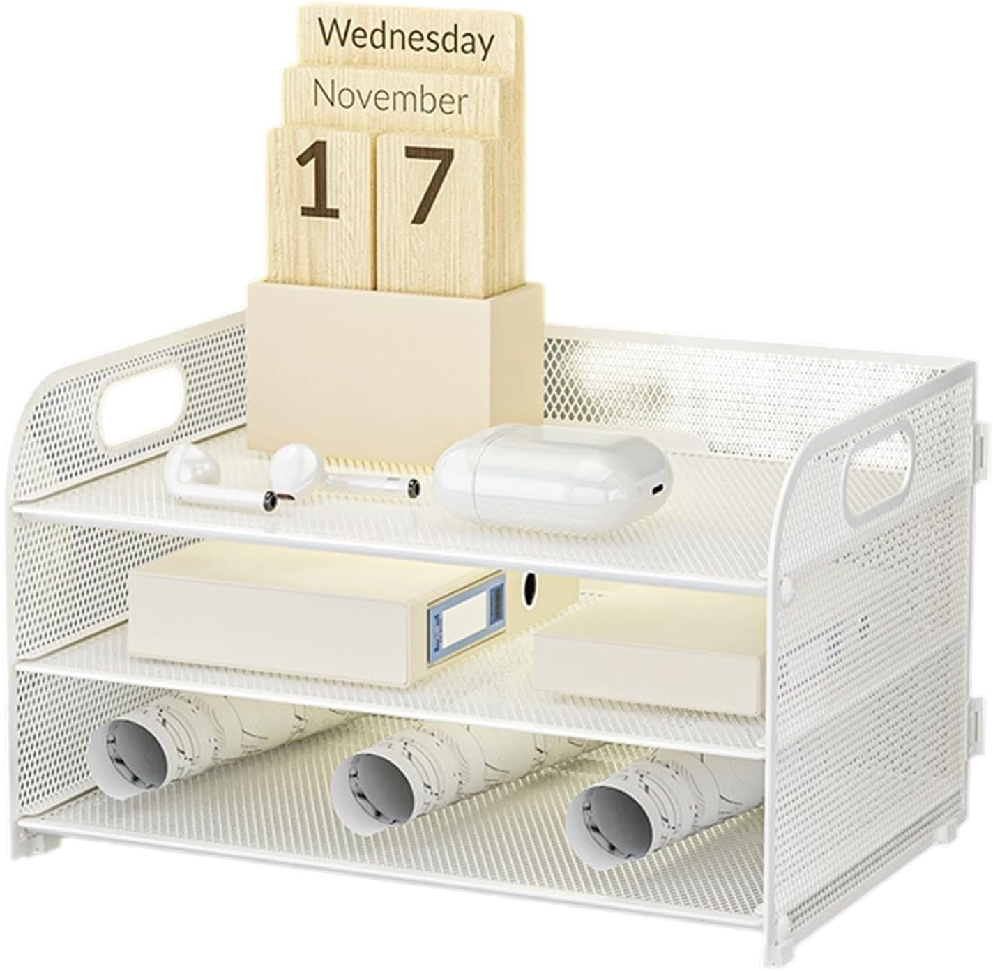 3-Tier Desk Organizer Letter Tray Paper File Storage Rack White
