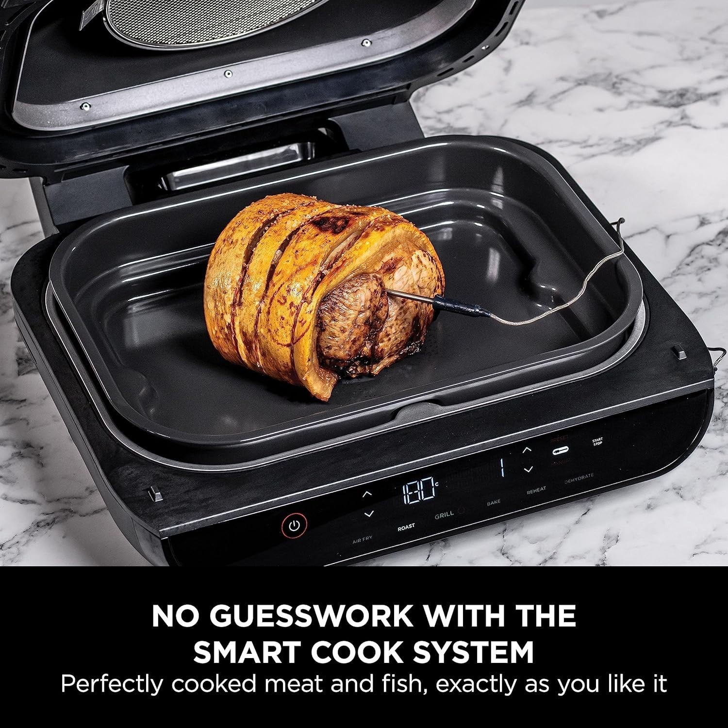 Health Grill Air Fryer 6-in-1 Digital Probe 260°C No Flip 3.8L Copper Black