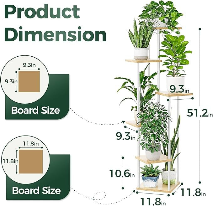 6 Tier Tall Metal Plant Stand Indoor Outdoor Flower Shelf for Living Room Patio