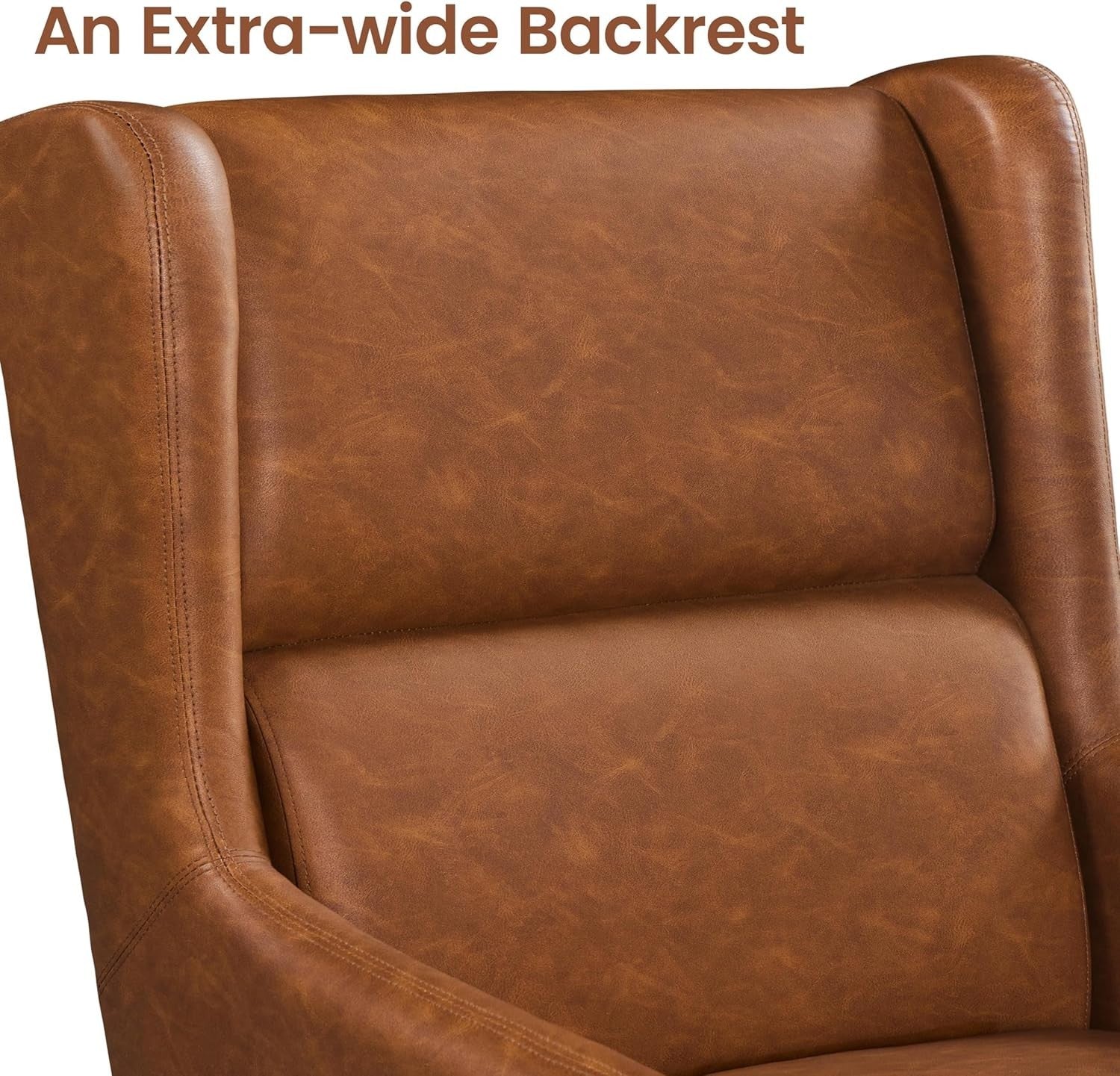 Brown PU Leather Accent Chair High Back Armchair for Lounge Office