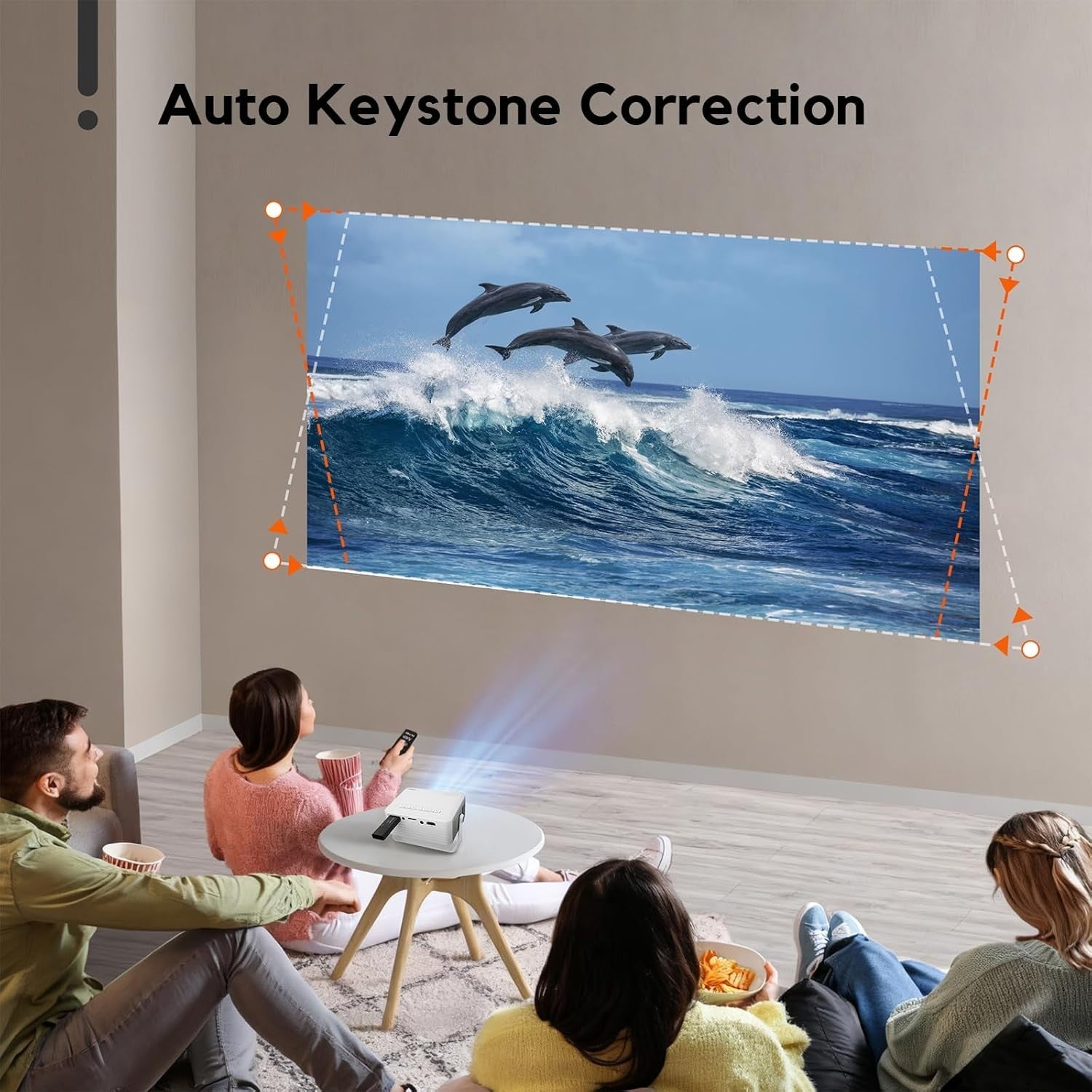 Mini 1080P Projector 15000L 360° Auto Keystone Portable HDMI USB