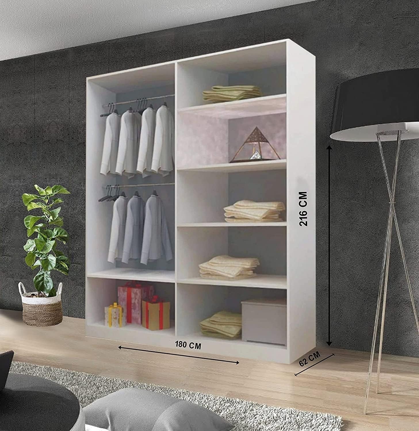 LED Sliding Wardrobe 1 Door, Spacious Closet with Modern Design, 180cm Wide