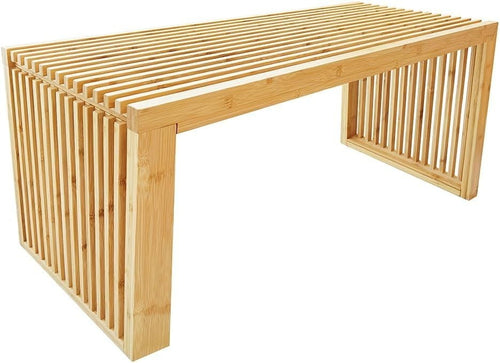 Modern Wooden Slatted Bench Indoor Seating with Storage for Home & Entryway