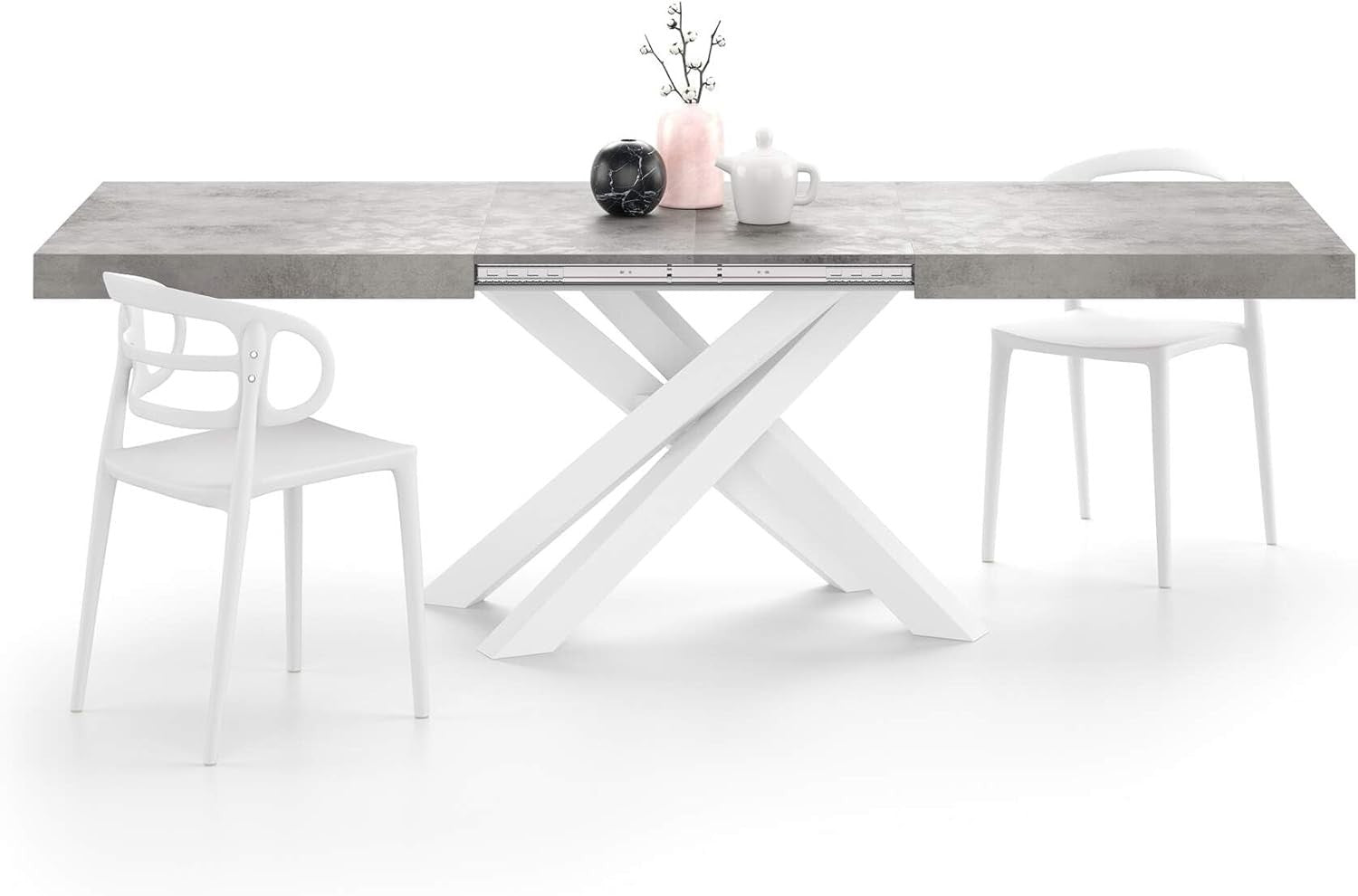Extendable Walnut Dining Table 160–240cm w/Concerte Grey  Cross Legs Modern