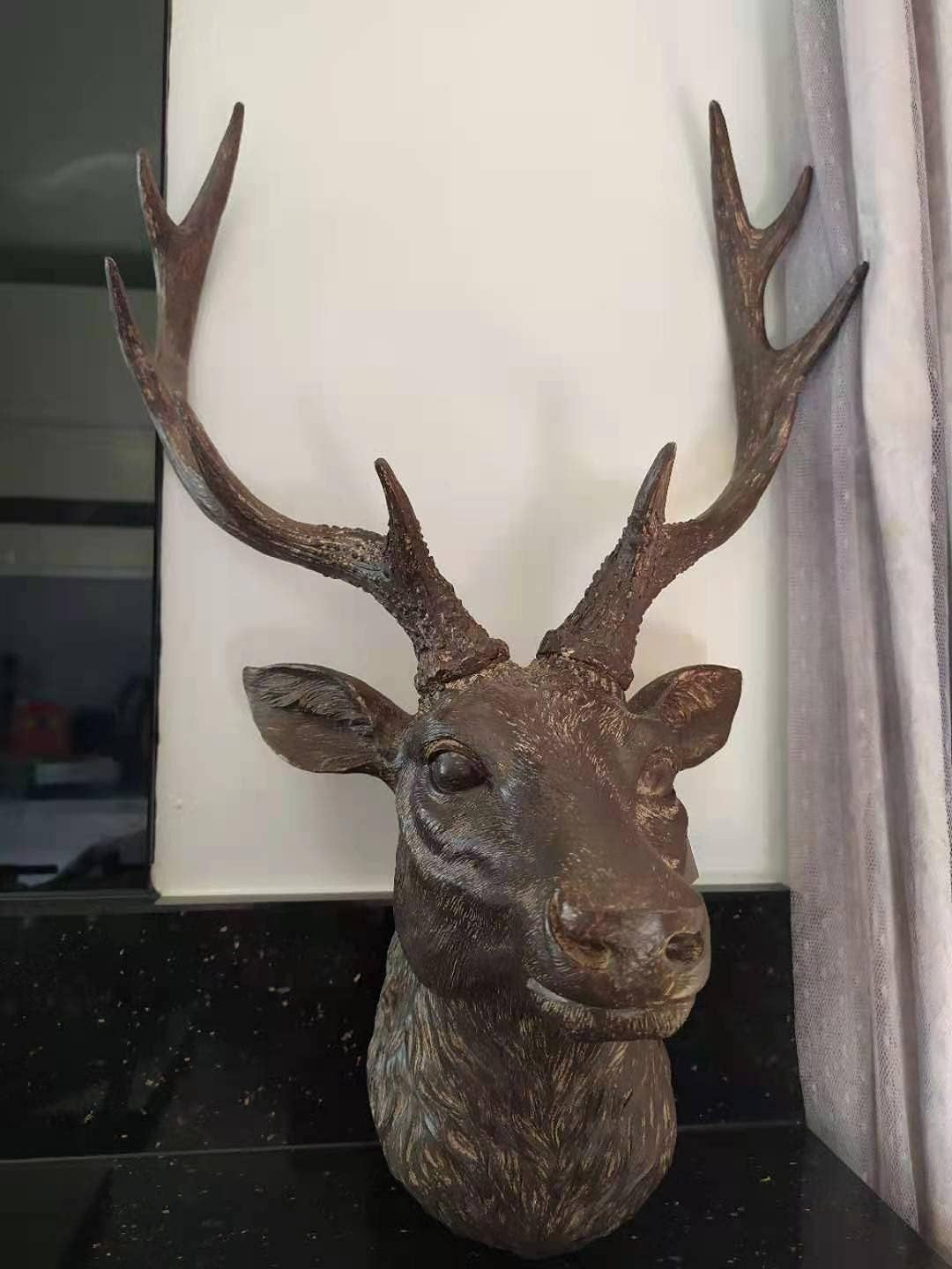 Large Vintage Resin Stag Head Wall Mount Sculpture