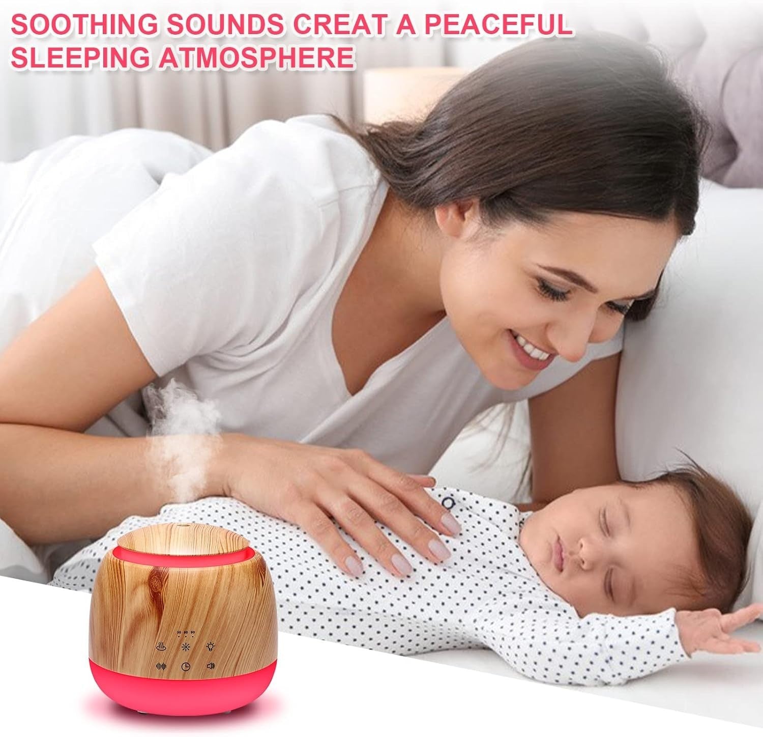 Aromatherapy Diffuser & White Noise Machine with LED Night Light, Timer