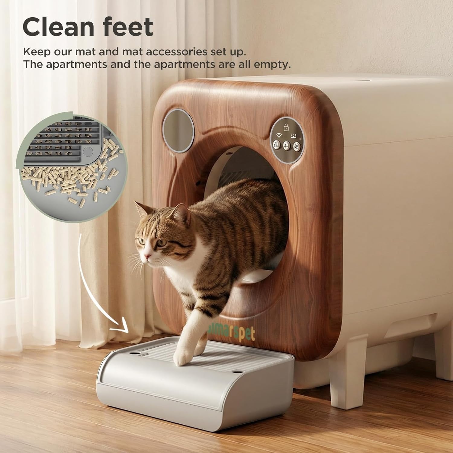 XXL Self Cleaning Cat Litter Box 90L App Control Odour Control Tray