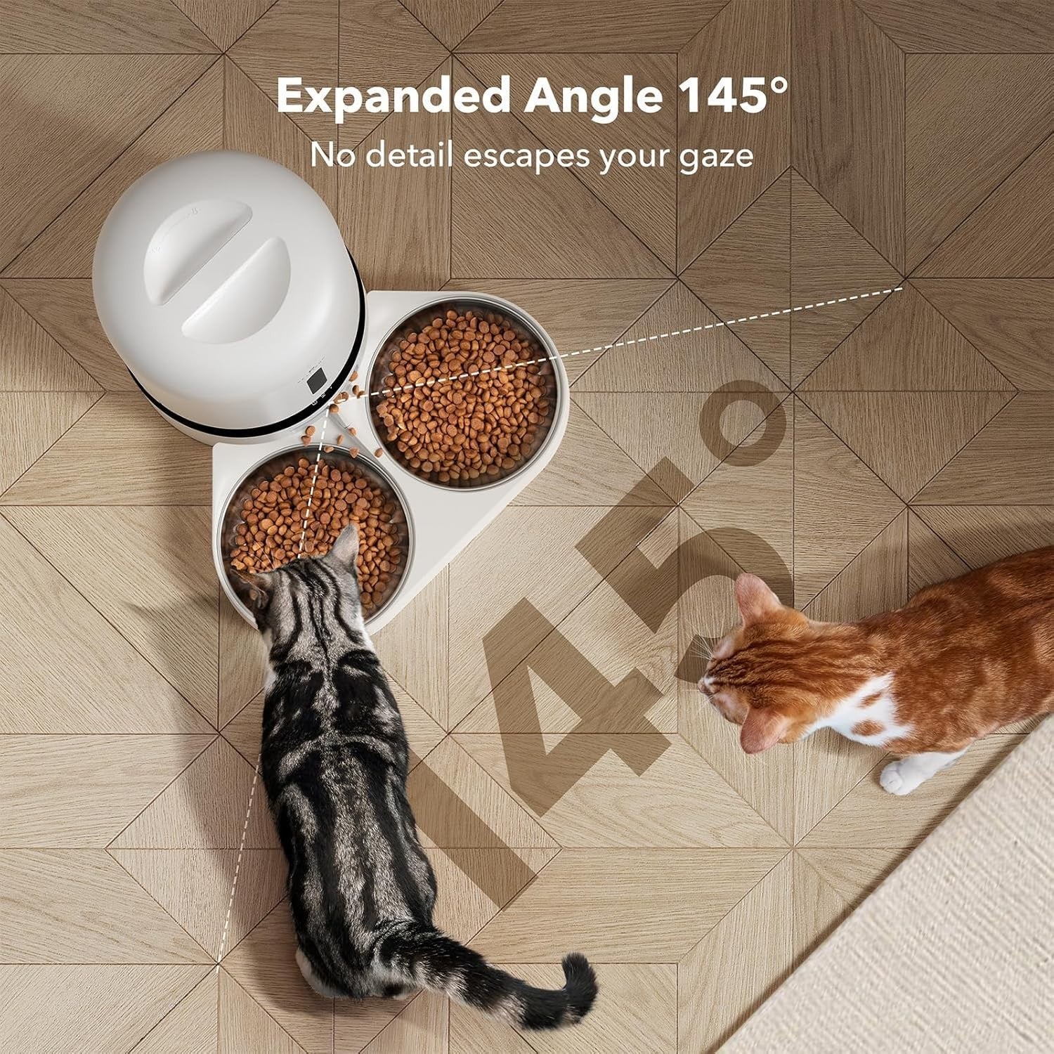 Automatic Pet Feeder Camera WiFi Dual Bowl 1080P HD App Control 5L