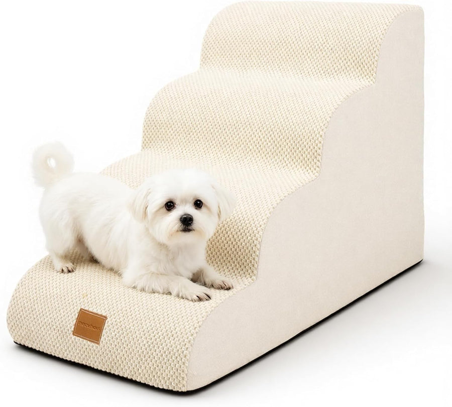 Dog Steps for Bed 4-Step Non-Slip Pet Stairs Ladder Foam Ramp with Plush