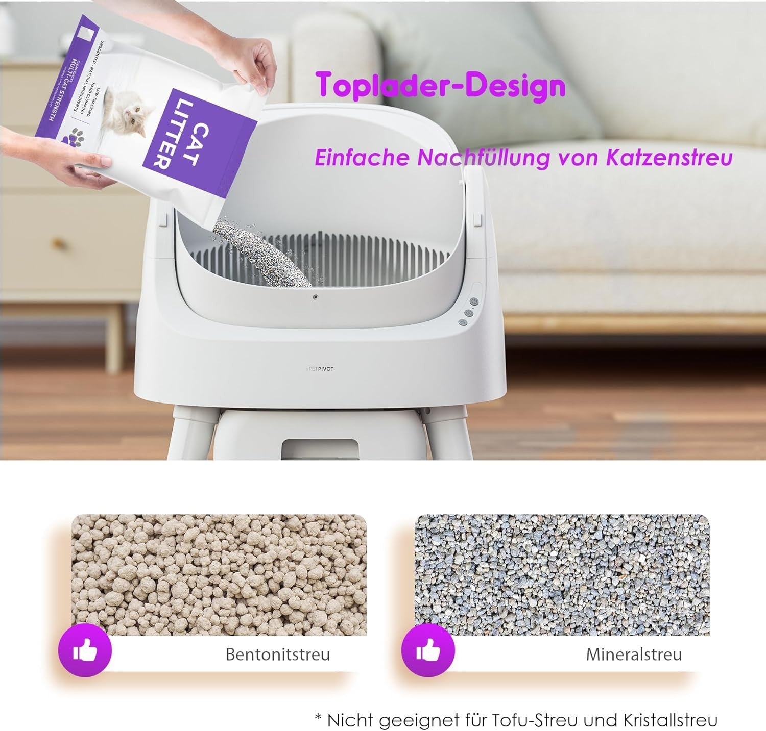 Self Cleaning Cat Litter Box XXL Open Top Auto Clean Large Multi Cat