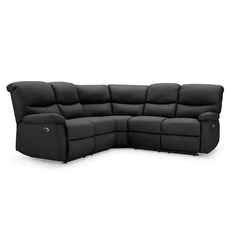 5 Seater Corner Electric Recliner Sofa Faux Leather Couch Black Lounge