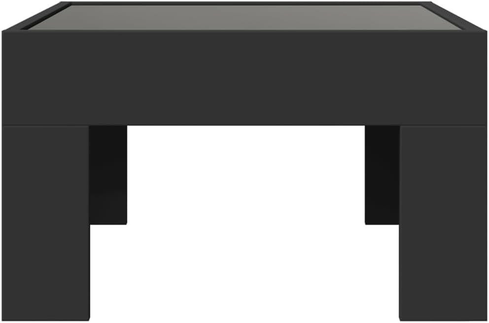 Black LED Coffee Table with Infinity Mirror RGB Lights | Modern Glass Top 70x50x