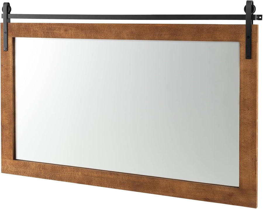 Rustic Wood Wall Mirror 101x66cm Farmhouse Style for Bathroom or Hall
