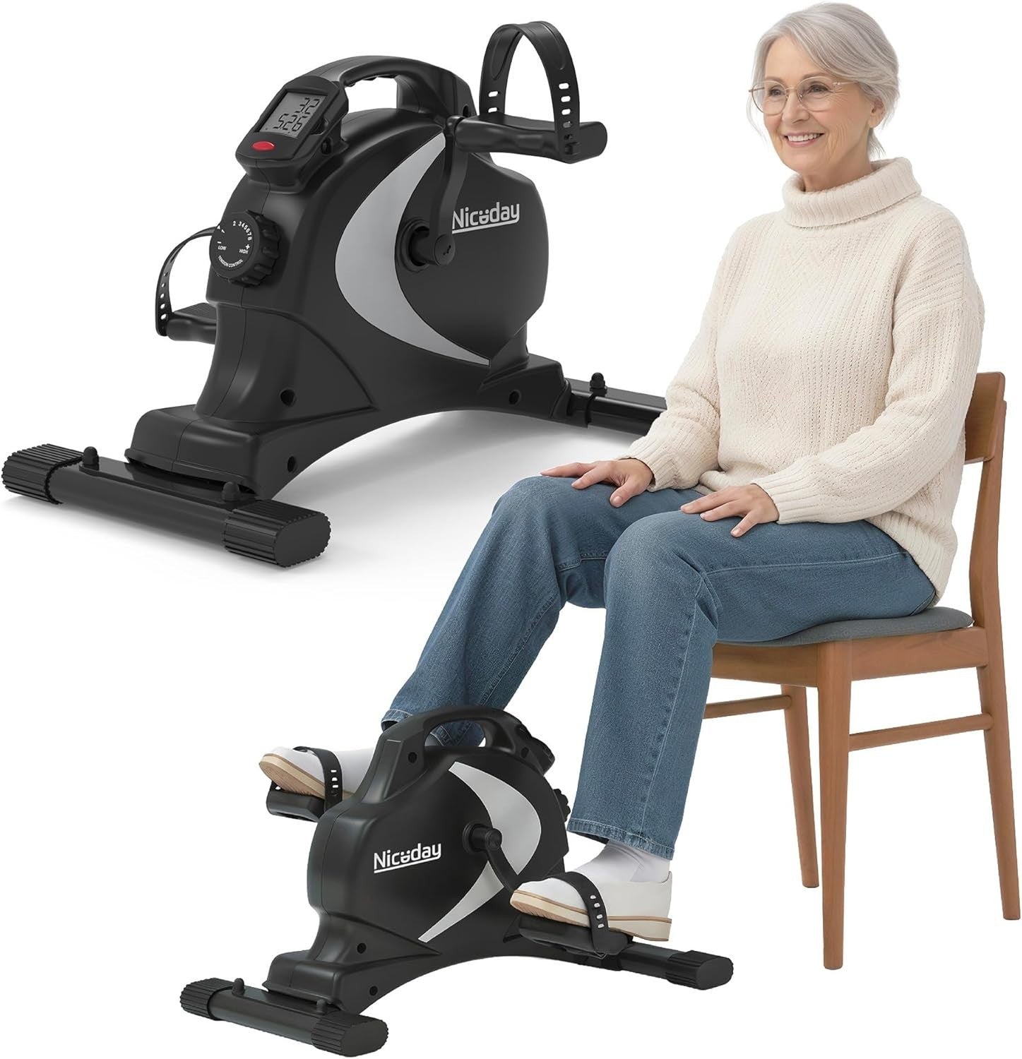 Under Desk Exercise Bike Pedal Exerciser 8 Level Magnetic Resistance