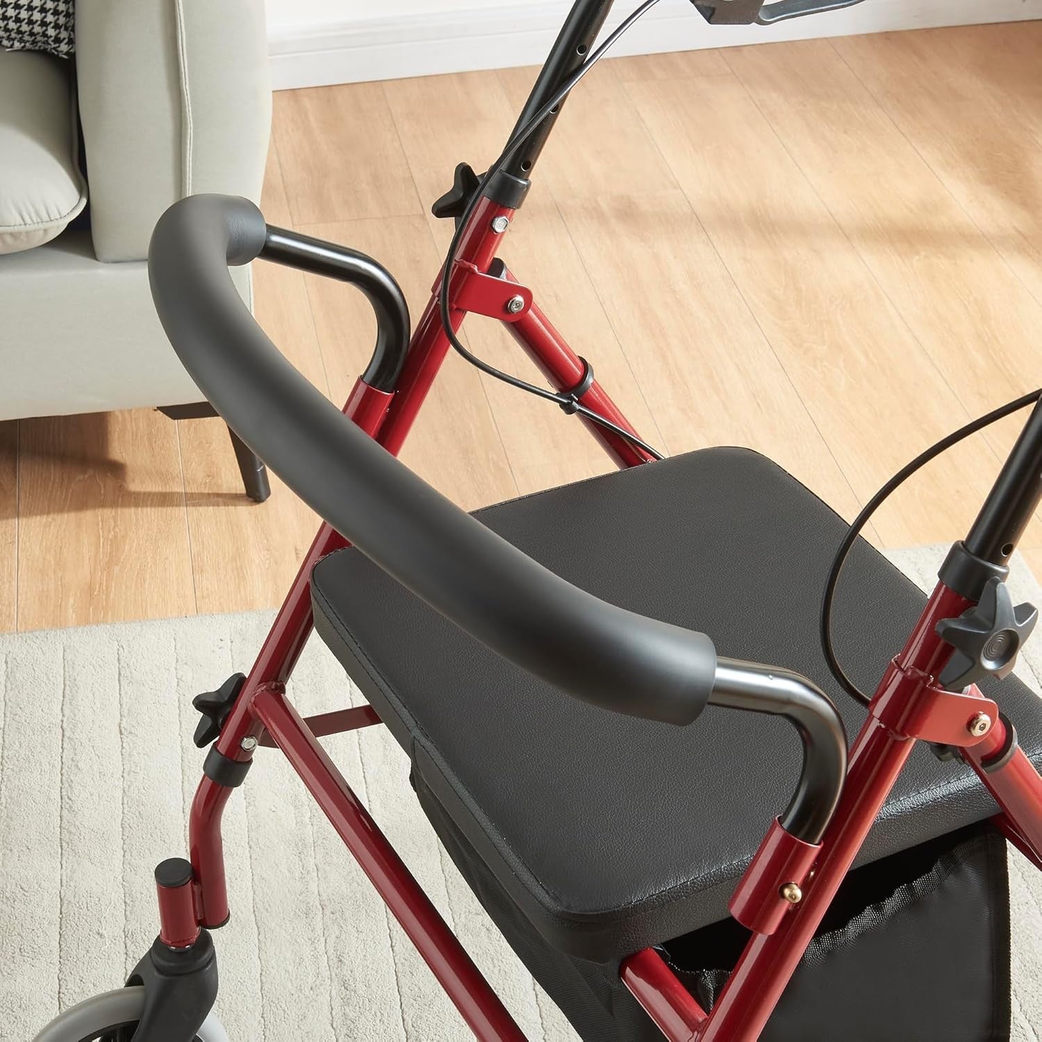 Lightweight Folding Rollator Walker with Seat Lockable Brakes 15cm Wheels
