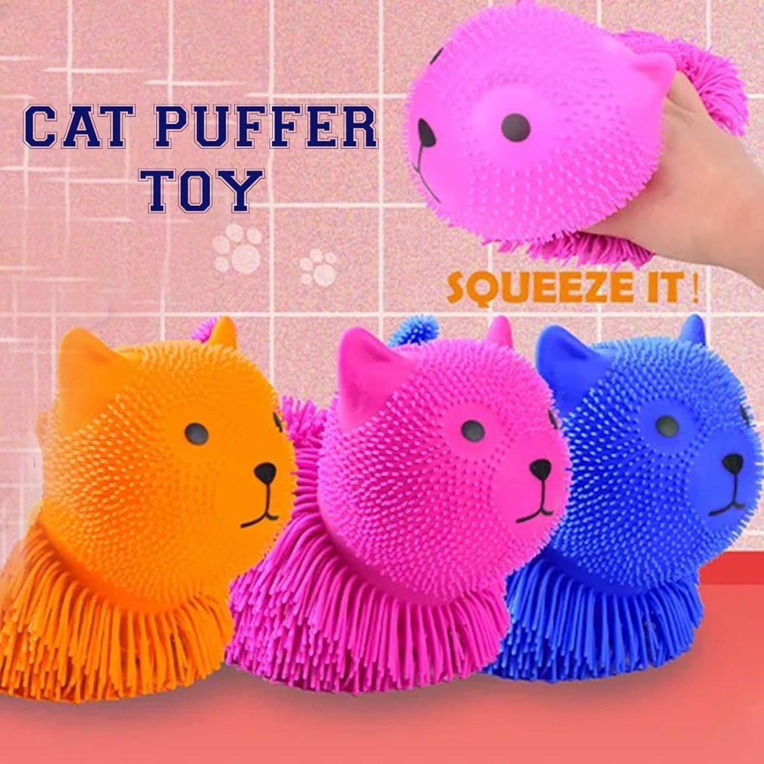 8pcs Light Up Cat Puffer Squishy Stress Relief Fidget Toys