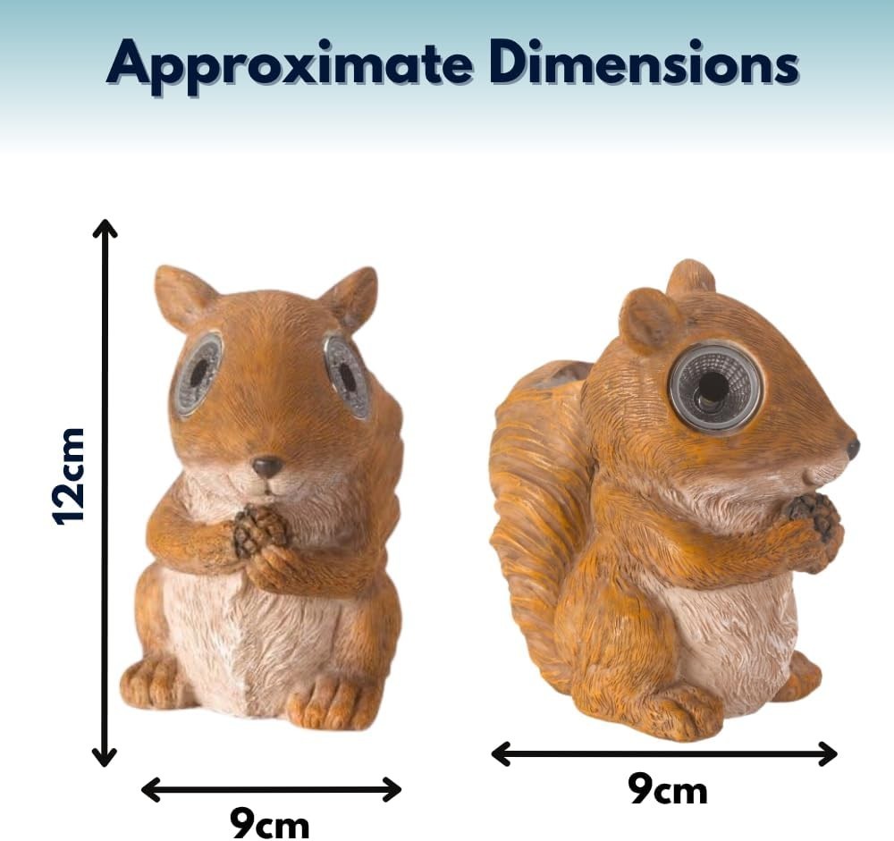 Solar Garden Animal Lights 3-Pack • Owl Hedgehog Squirrel • Outdoor