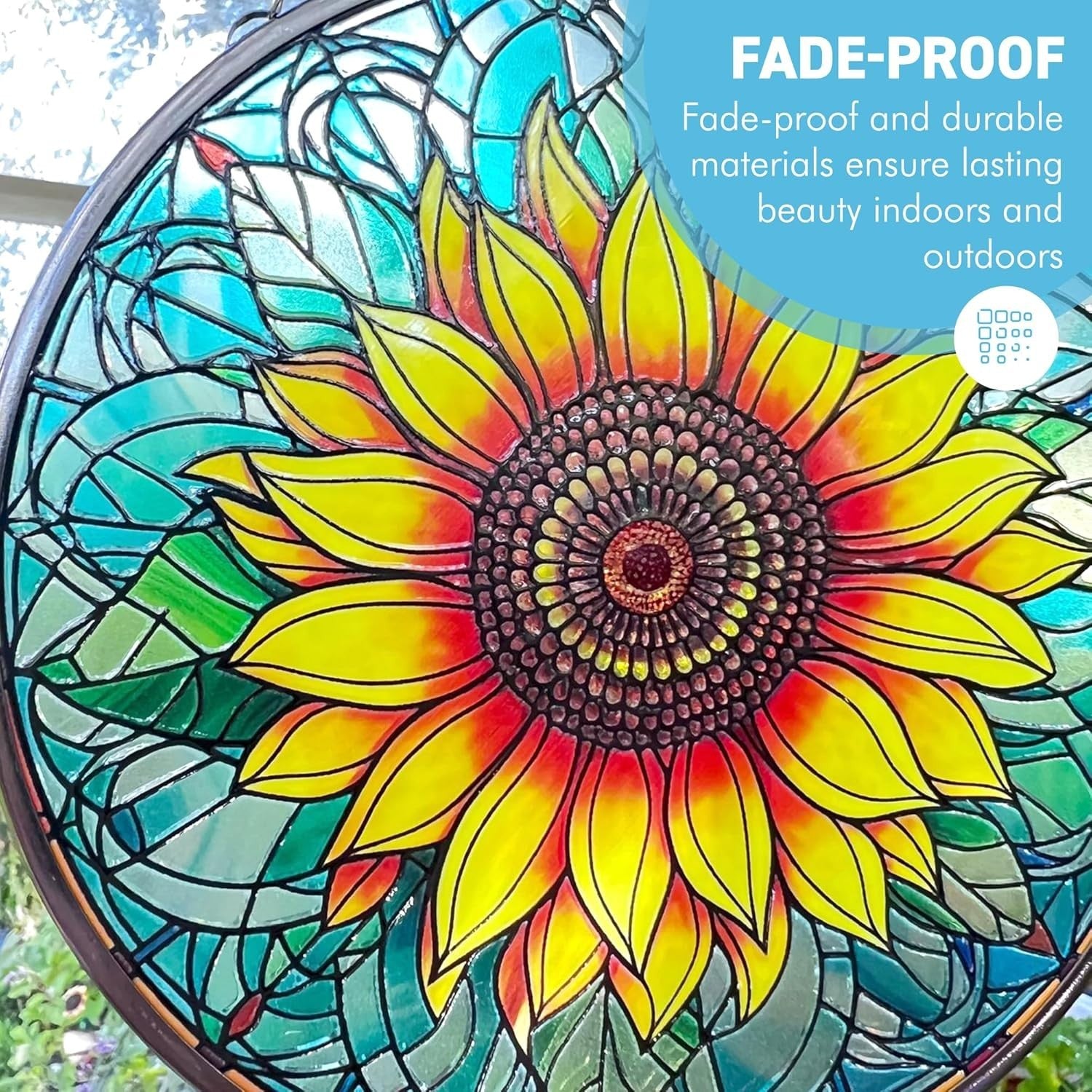 Sunflower Stained Glass Suncatcher 6" | Vibrant Window Hanging Decor | Colourful