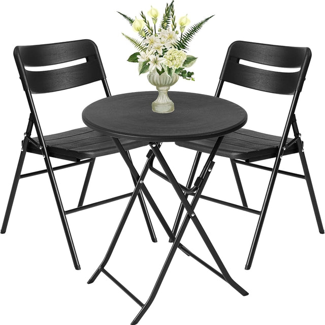 Outdoor Bistro Set 3pc Folding Garden Table Chairs Patio Balcony Compact