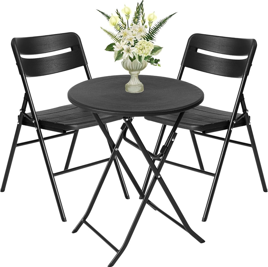 Outdoor Bistro Set 3pc Folding Garden Table Chairs Patio Balcony Compact