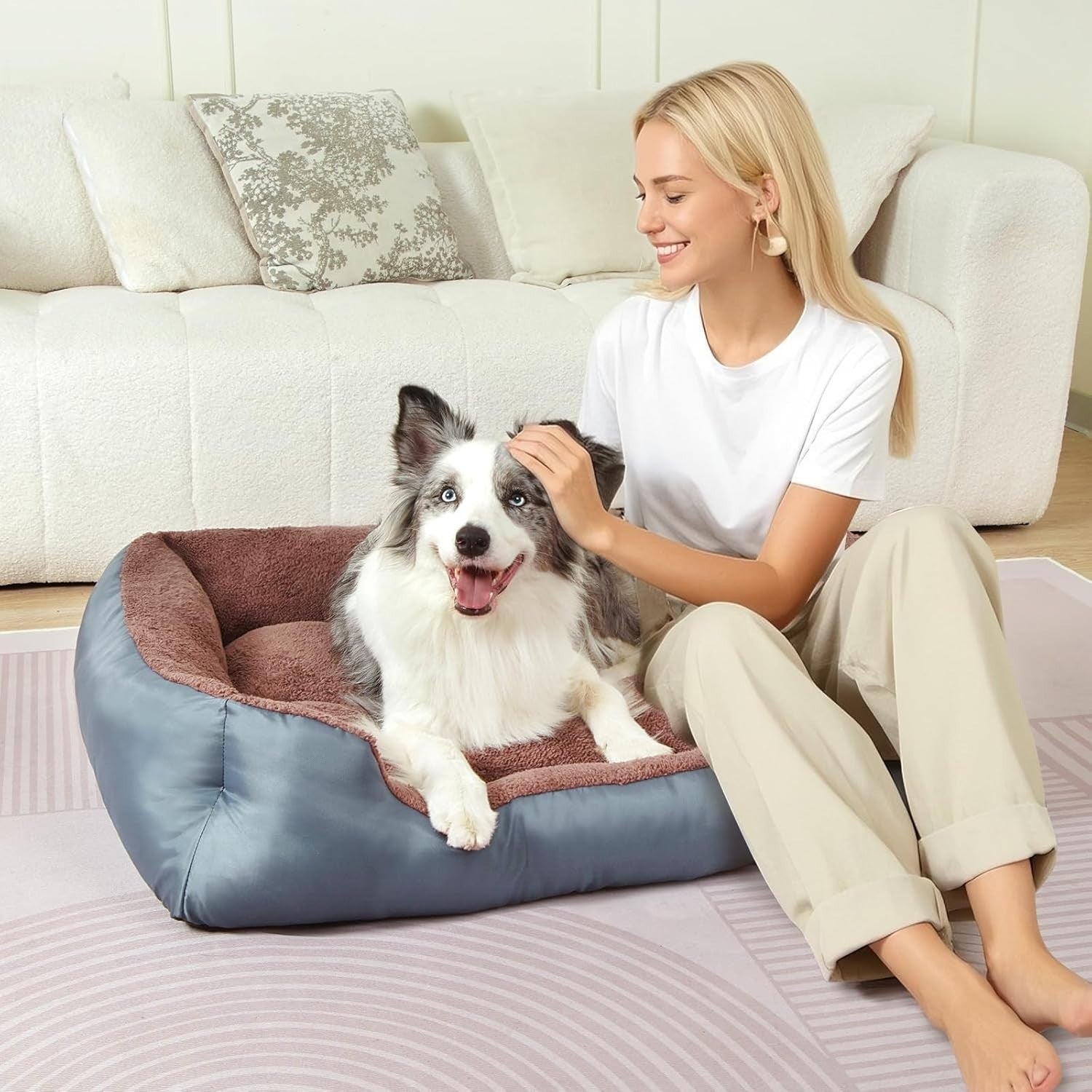 Large Dog Bed 90x70cm Washable Plush Pet Sofa Non Slip