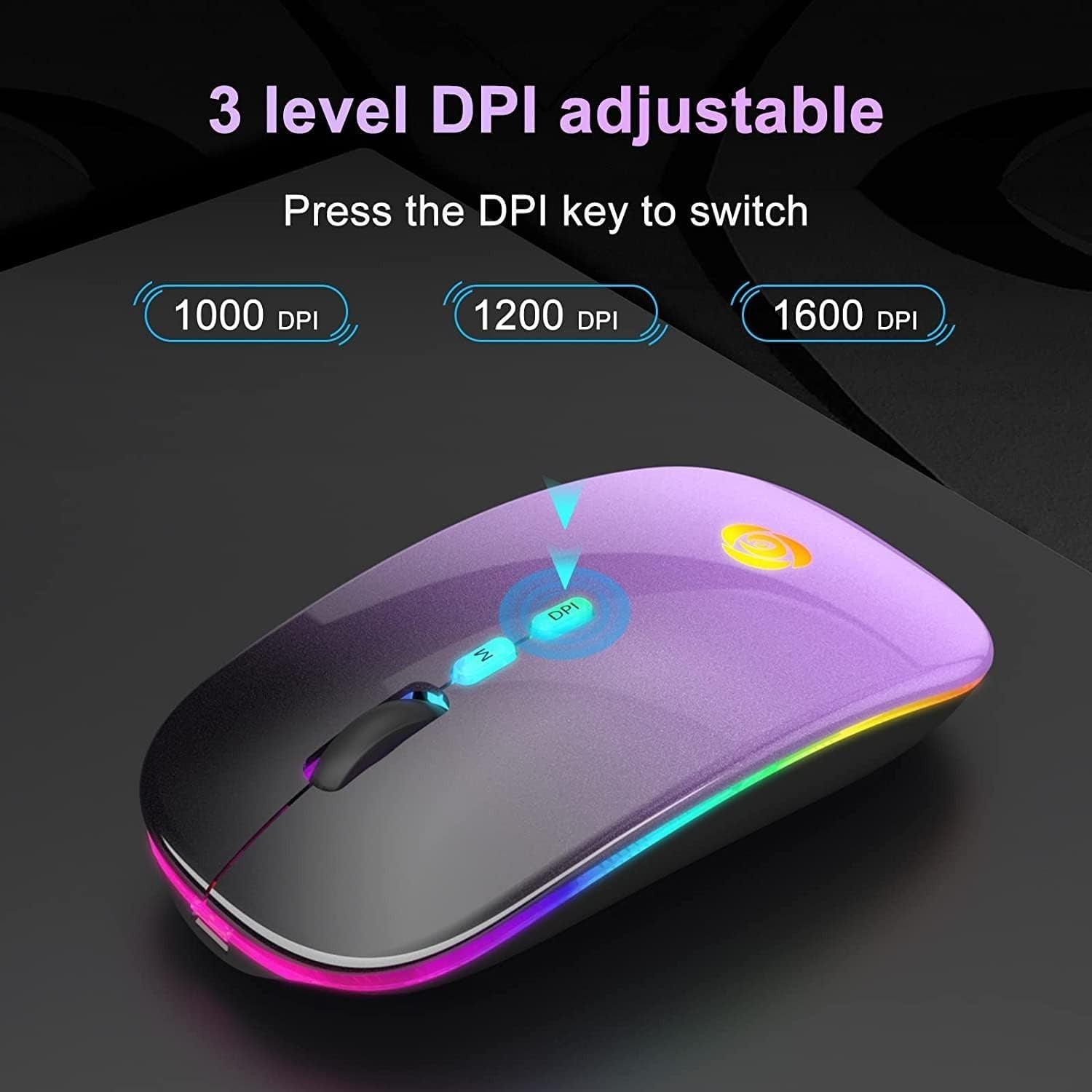 Wireless Bluetooth Mouse Rechargeable Silent RGB Type-C Slim
