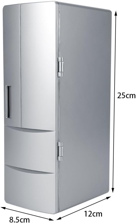 1L Mini USB Fridge Silver Portable Cooler & Warmer PC Car Desk