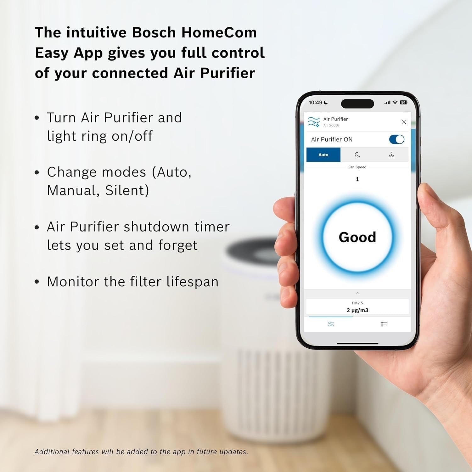 Smart Air Purifier HEPA 37.5m² CADR 180 Quiet Sleep App Control