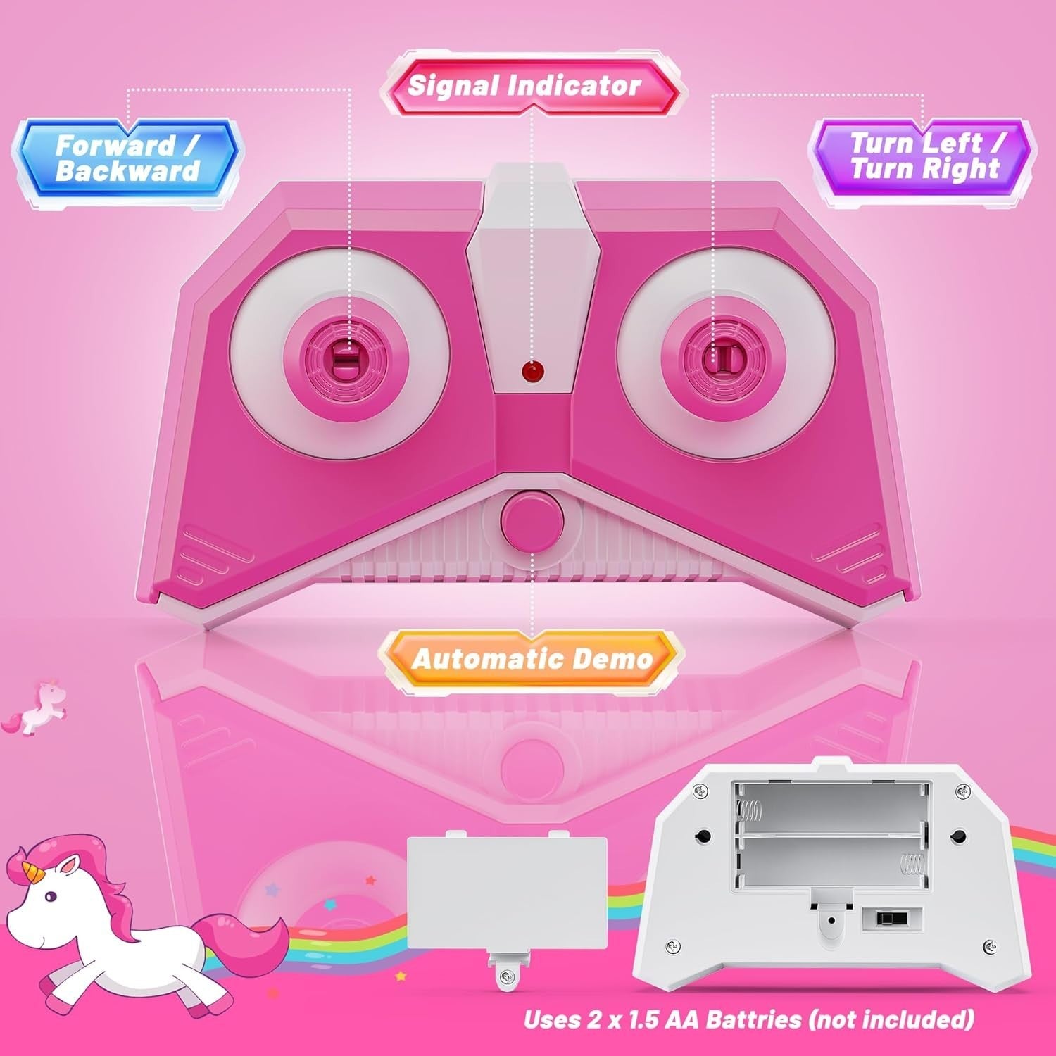 Unicorn RC Car – LED Stunt Remote Control Toy for Girls 3-6 Years