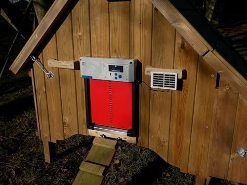 Automatic Chicken Coop Door Opener Red Solar Timer Light Sensor Winter Mode