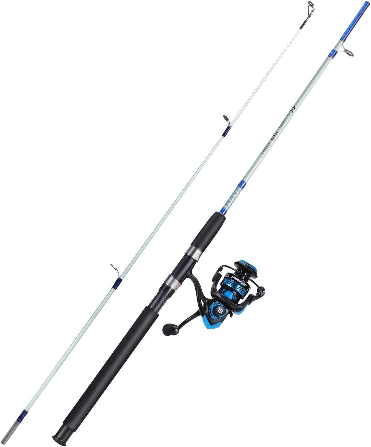 Spinning Fishing Rod Reel Combo Travel Set 2-Piece Graphite Glass Rod