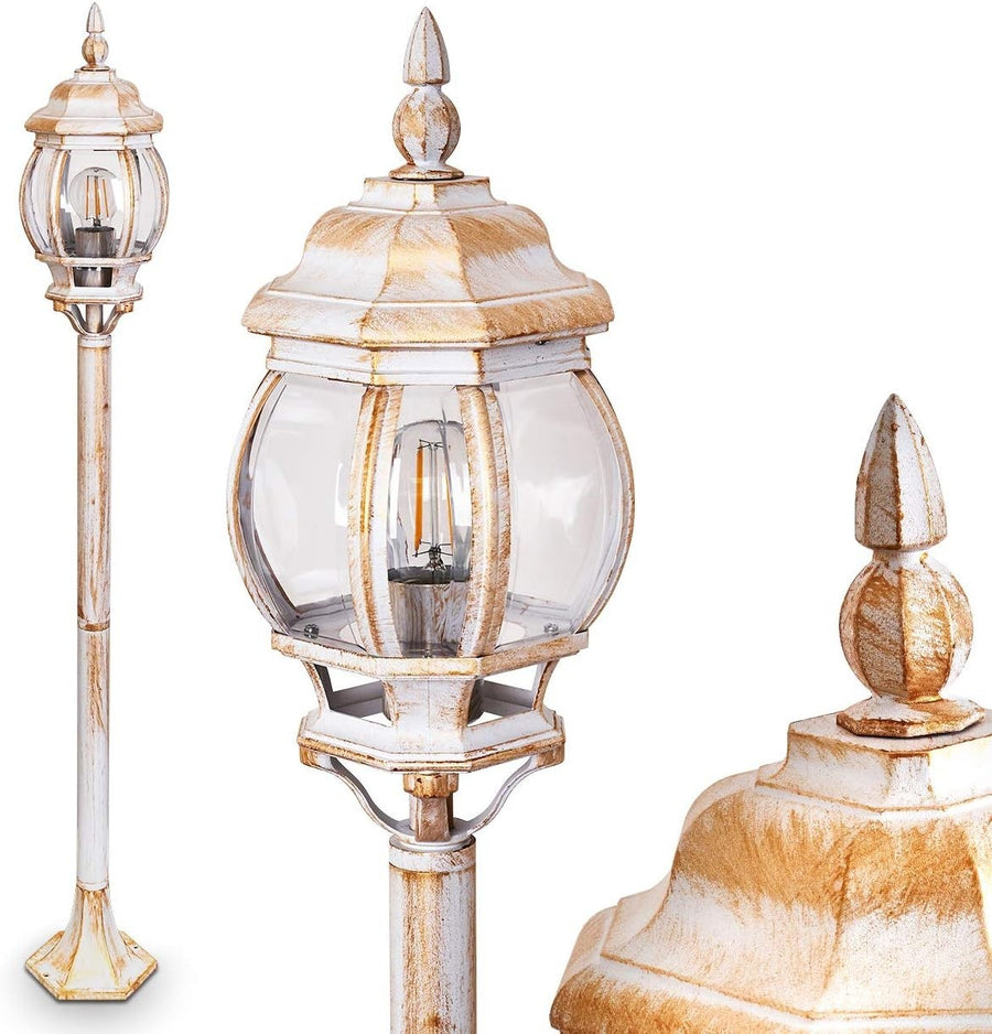 Outdoor Floor Lamp Lentua – Antique Look Gold, E27 Socket, IP44 (120 cm)