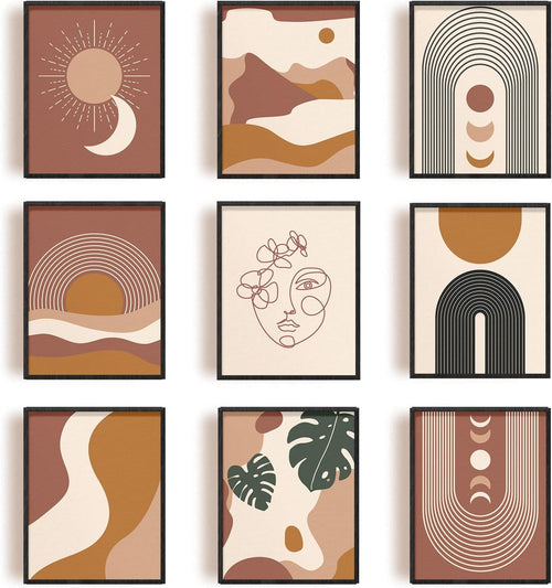 Boho Landscape Wall Art Prints Set 9pc 8x10in Unframed
