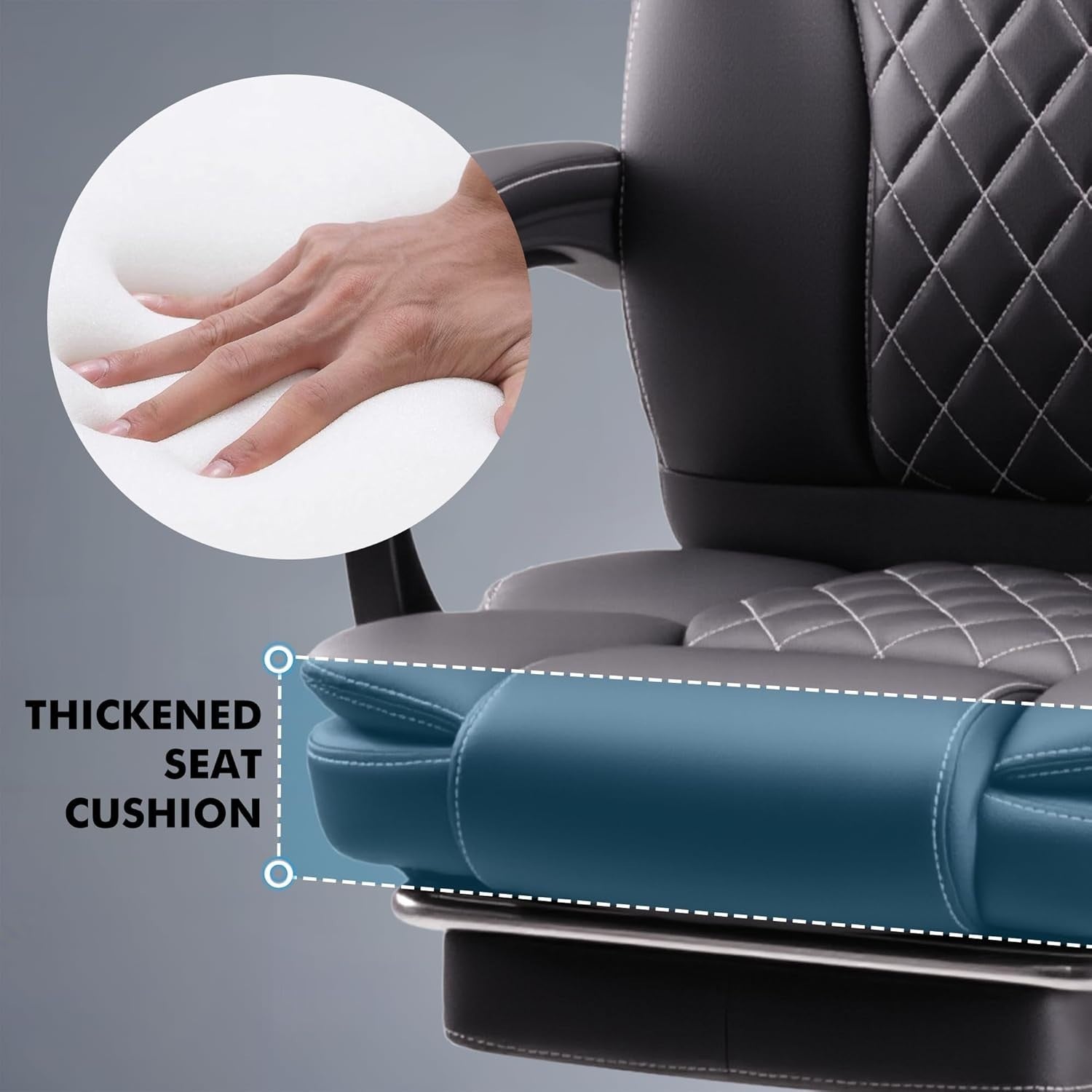 Ergonomic Executive Office Chair Adjustable Height Upholstered Leather Foot Rest