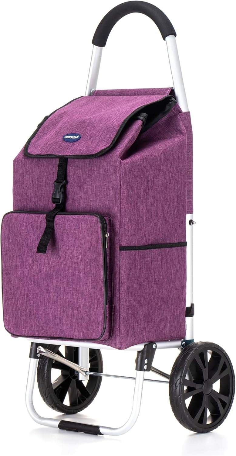 Heavy Duty Shopping Trolley 64L Lightweight Wheeled Cart Foldable